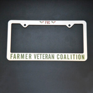 license plate cover (white) farmer veteran coalition